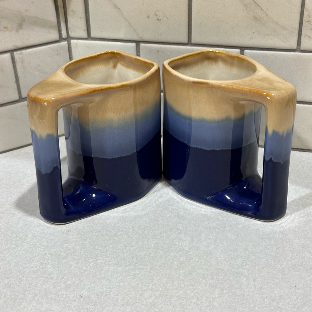 Rodolfo Padilla Mexican Pottery 2-Coffee Cup Mug  Kokopelli Drip Glaze Signed